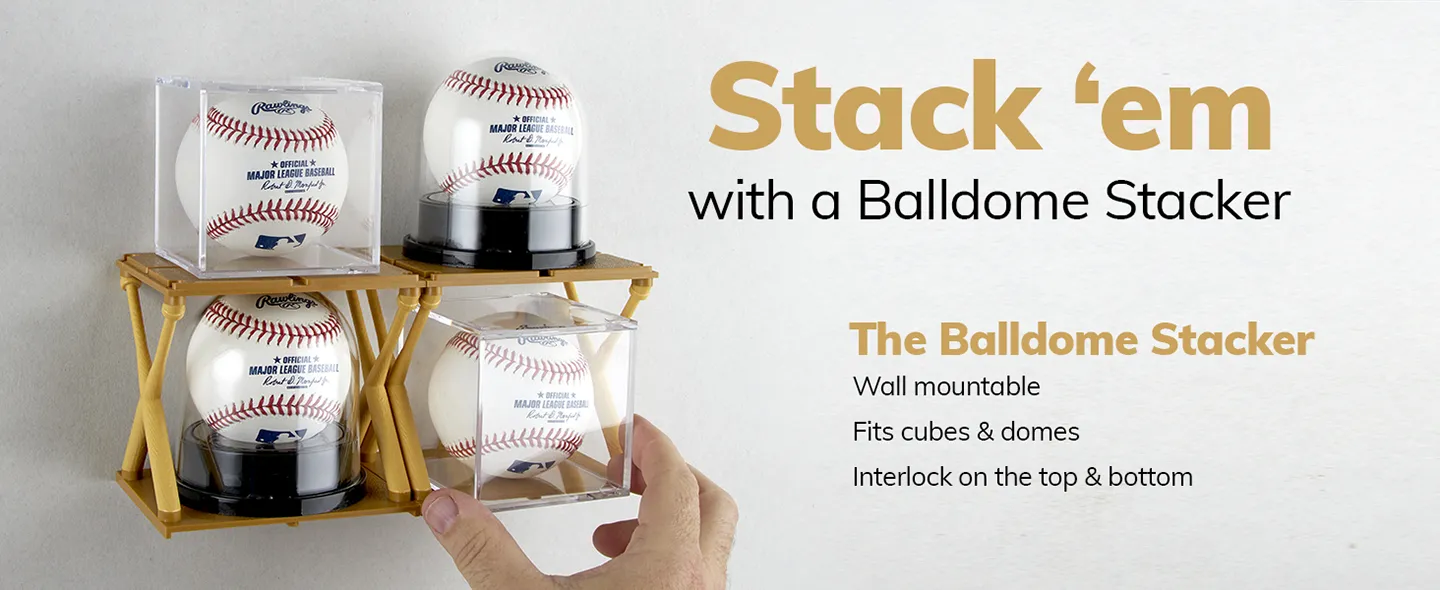 Balldome Stacker and Wall mount for baseball display case Balldome Stacker for baseball case with balls